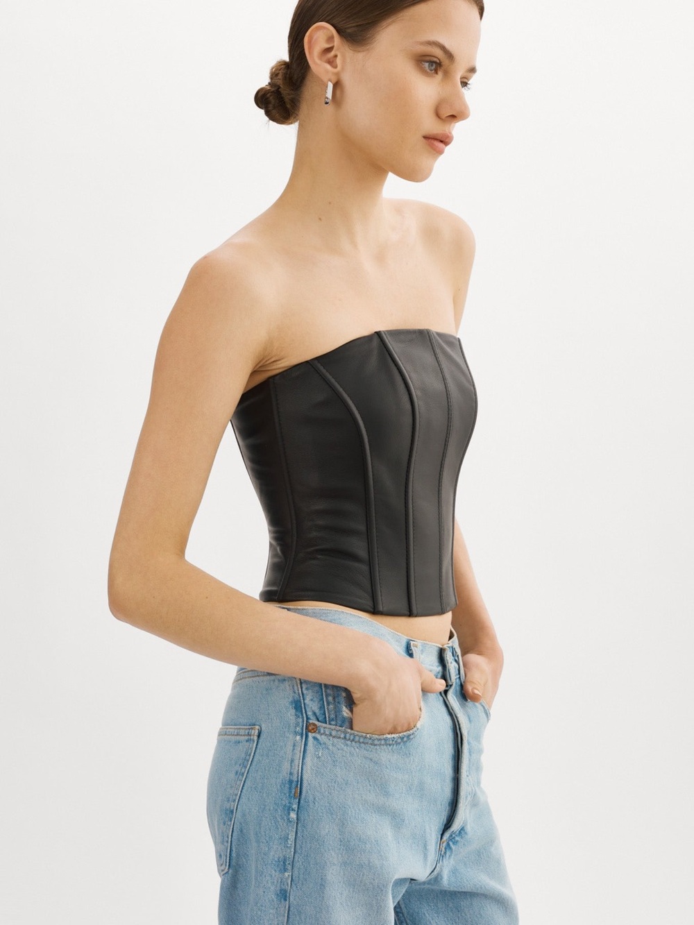 Lamarque Black Leather Corset Top